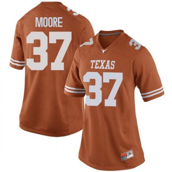 Women University of Texas #37 Chase Moore Replica Embroidery Jersey Orange